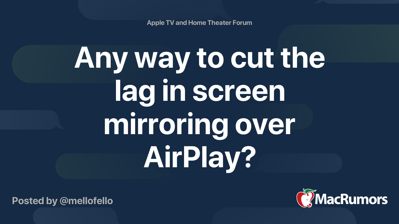 Følge efter Permanent Strømcelle Any way to cut the lag in screen mirroring over AirPlay? | MacRumors Forums