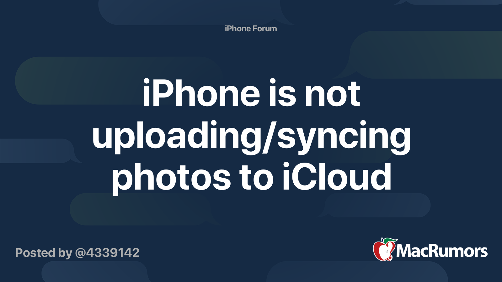 iPhone is not uploading/syncing photos to iCloud | MacRumors Forums
