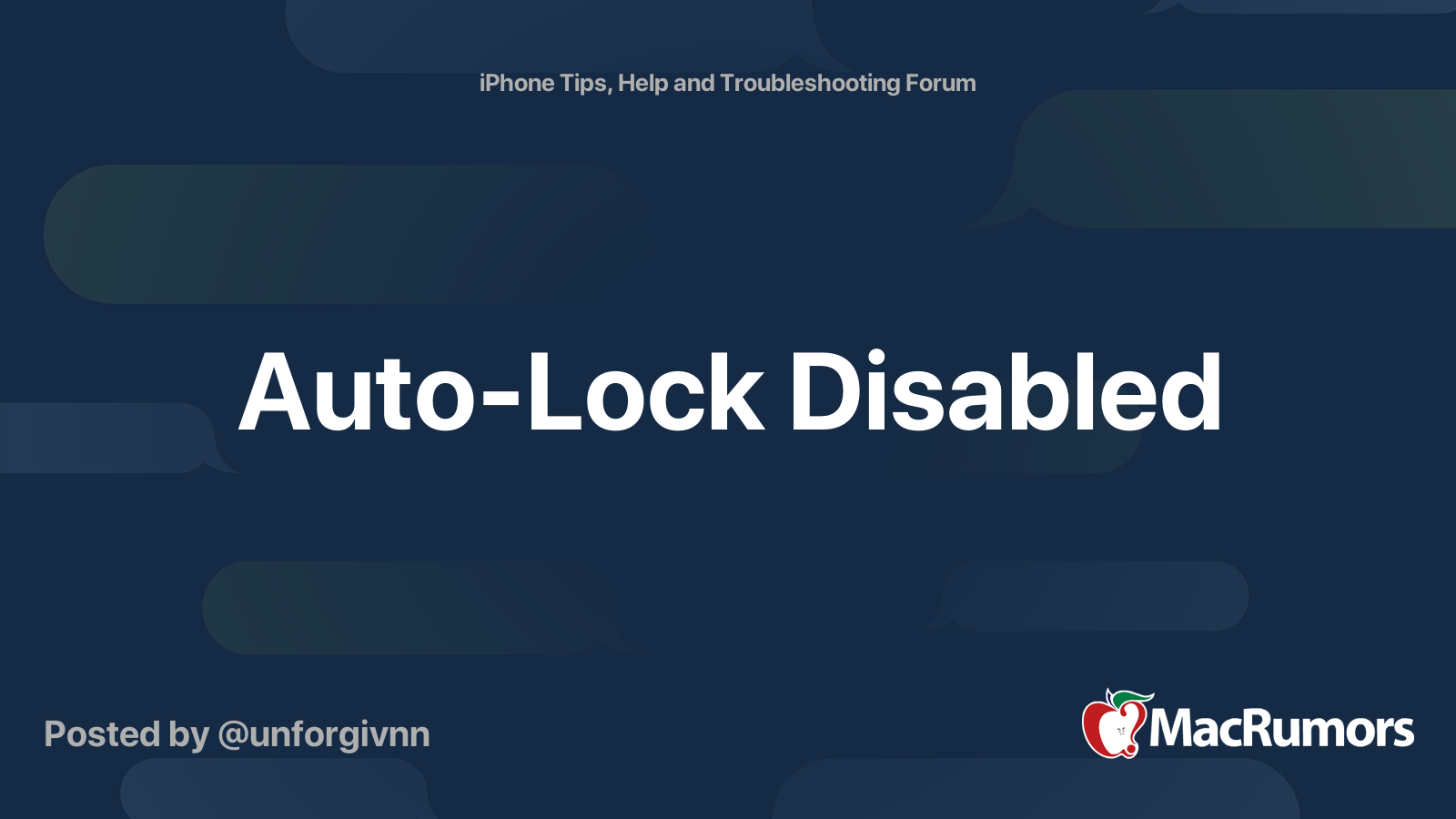 AutoLock Disabled MacRumors Forums