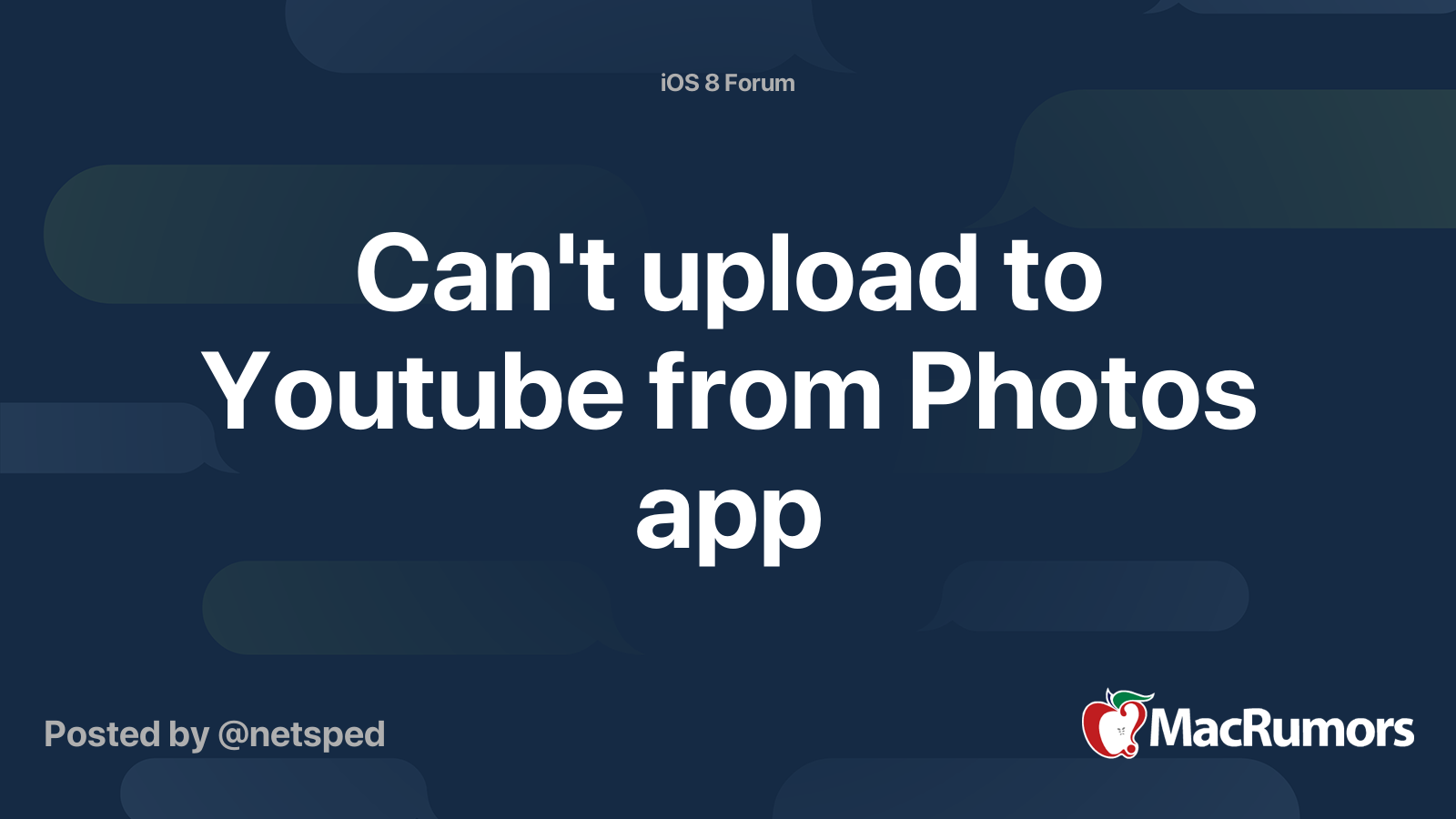 Can't upload to Youtube from Photos app MacRumors Forums