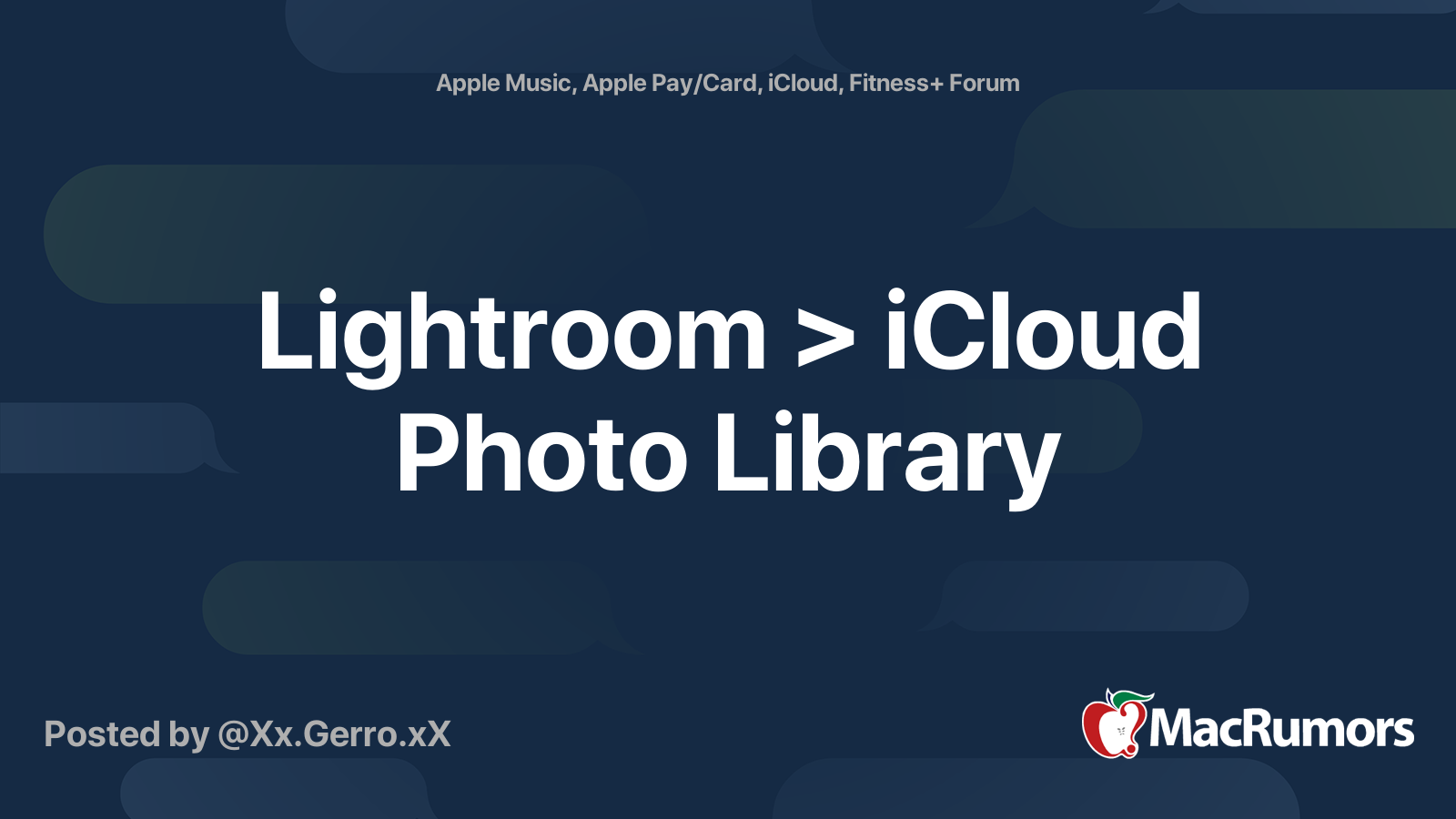 Lightroom > iCloud Photo Library MacRumors Forums