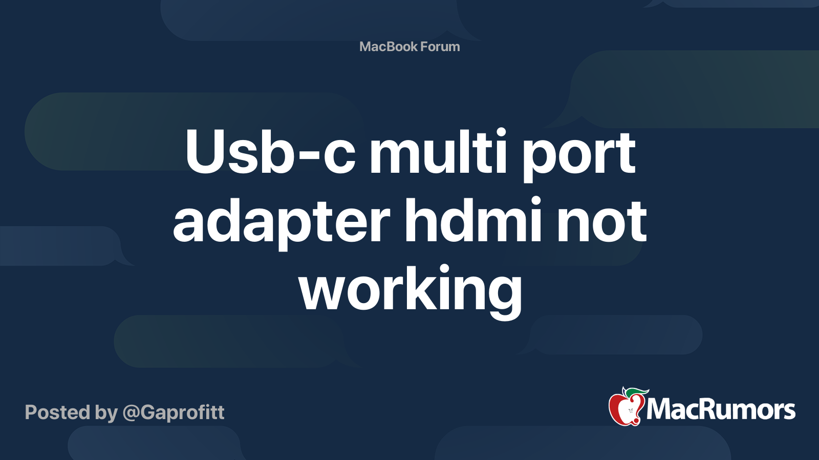 Usbc multi port adapter hdmi not working MacRumors Forums