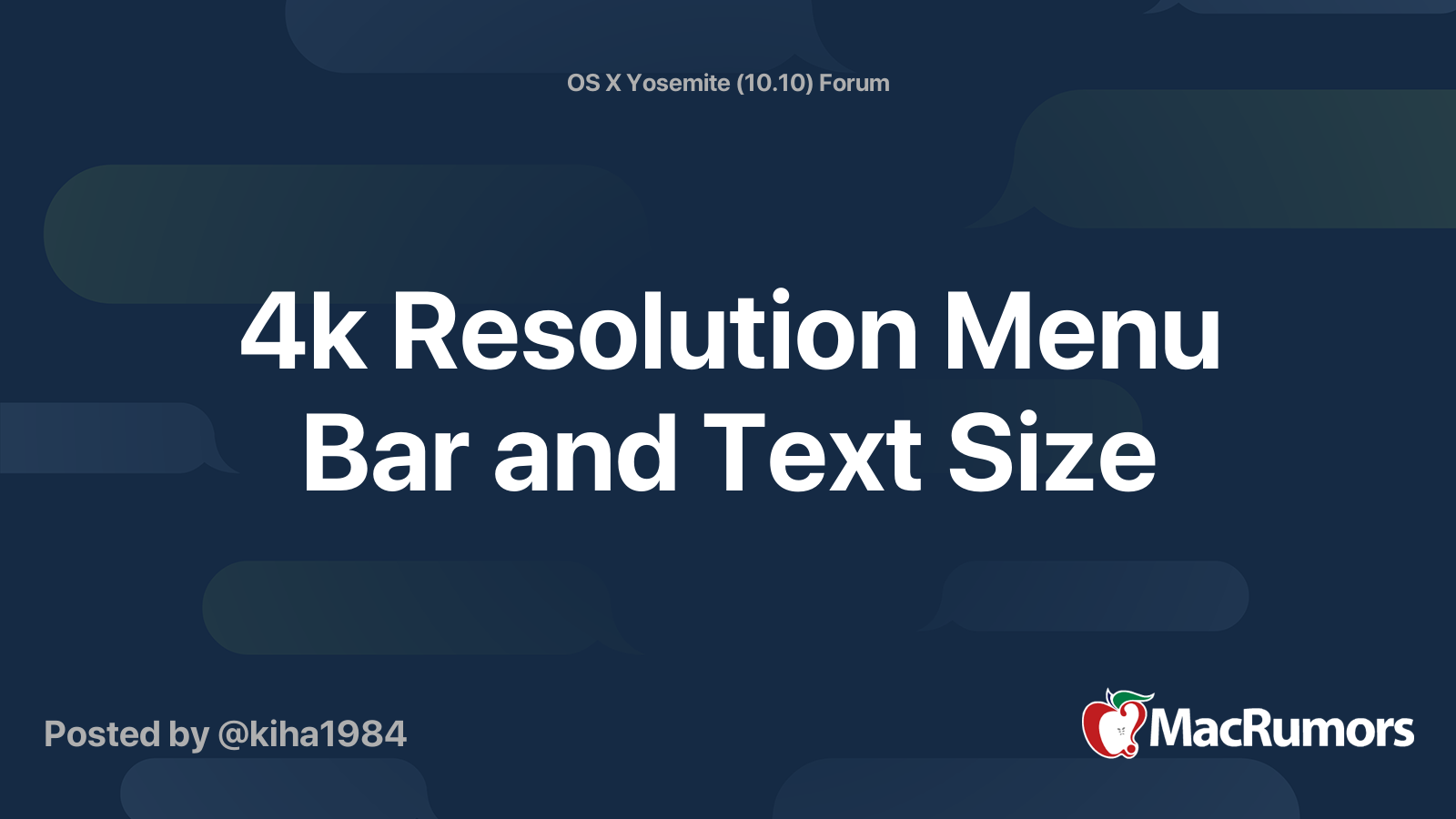4k Resolution Menu Bar and Text Size | MacRumors Forums