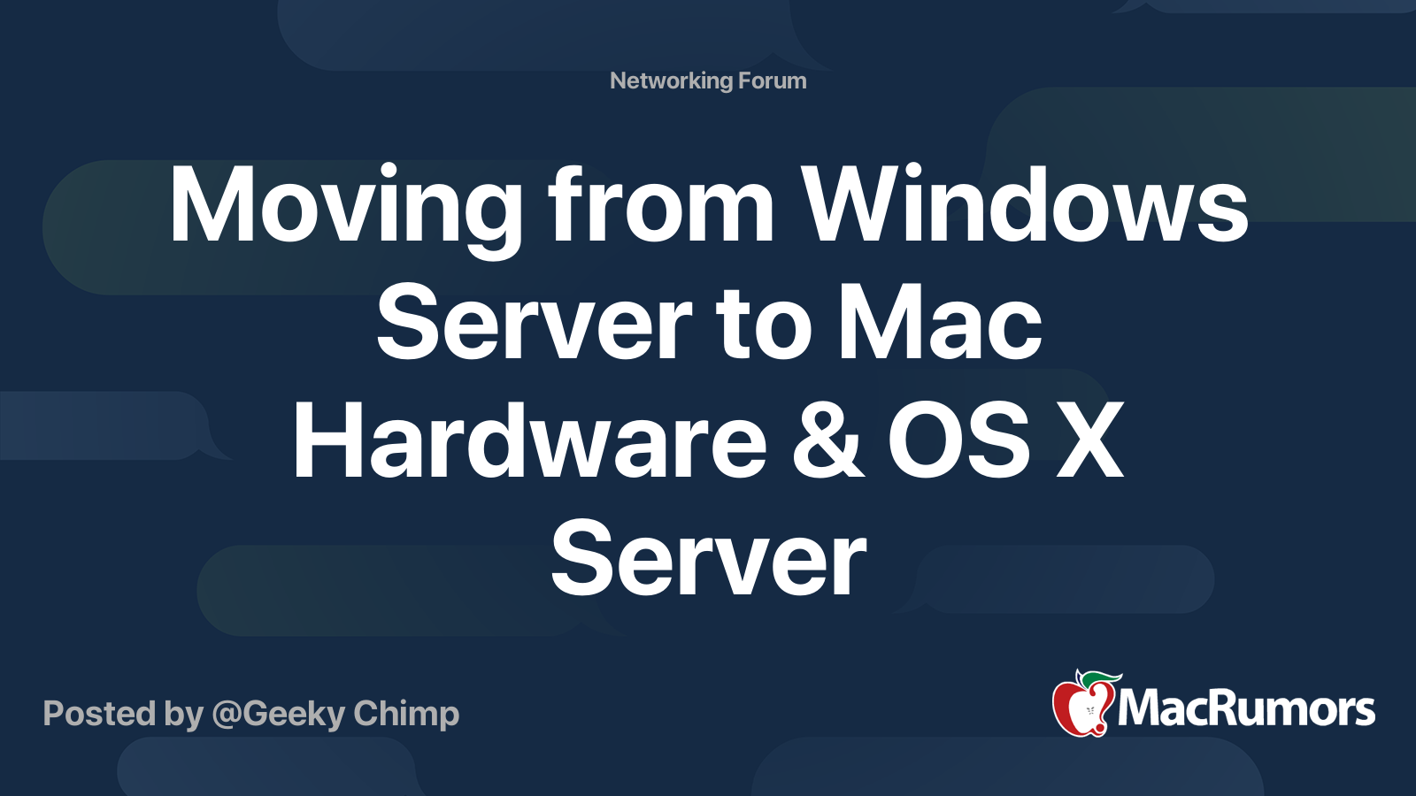 Moving from Windows Server to Mac Hardware & OS X Server | MacRumors Forums