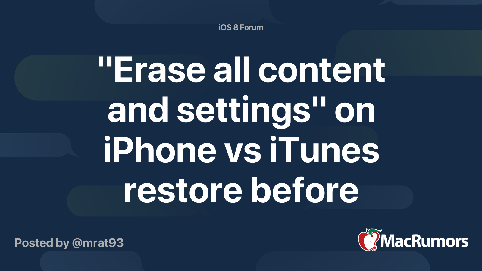 "Erase all content and settings" on iPhone vs iTunes restore before