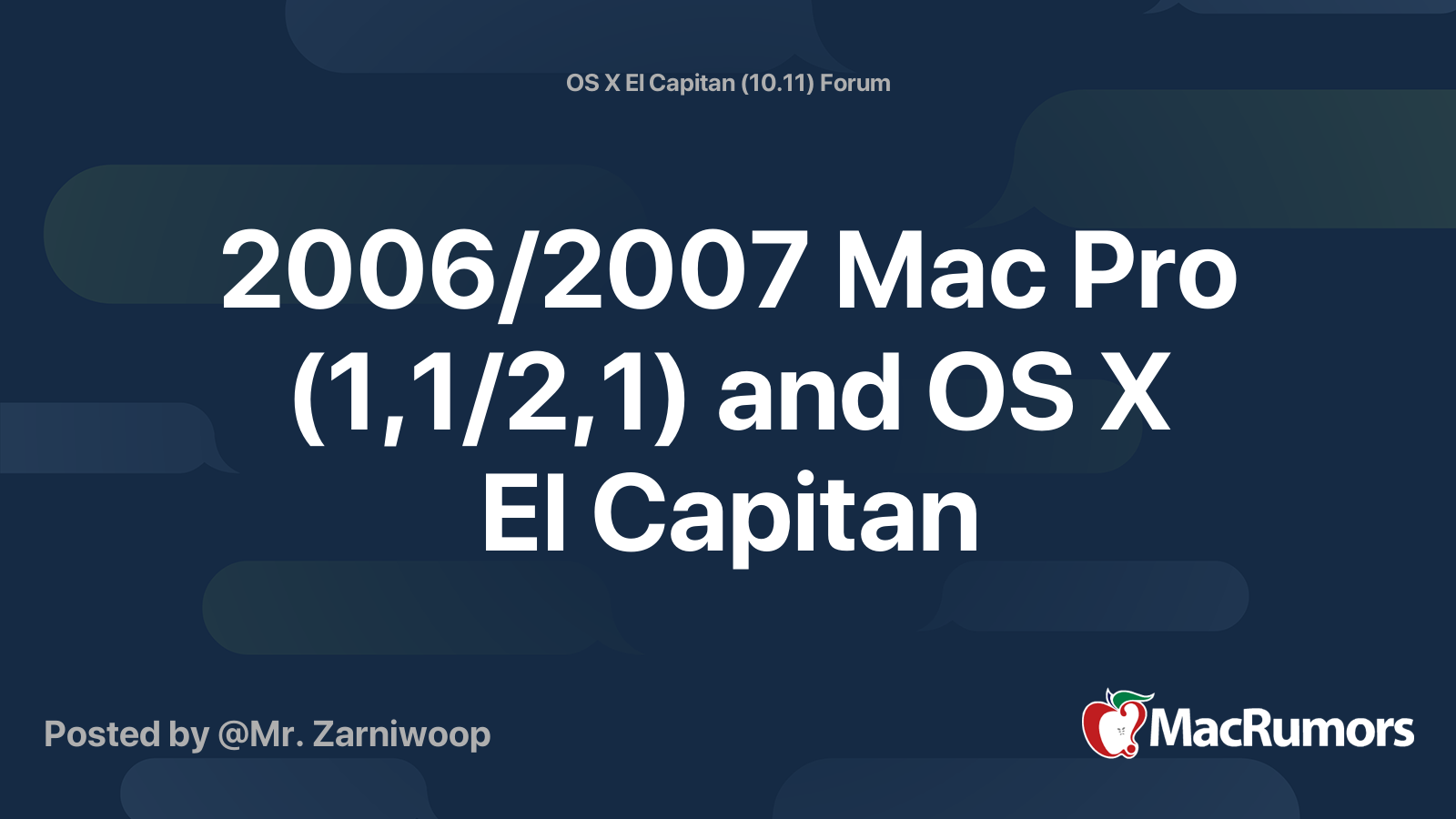06 07 Mac Pro 1 1 2 1 And Os X El Capitan Macrumors Forums