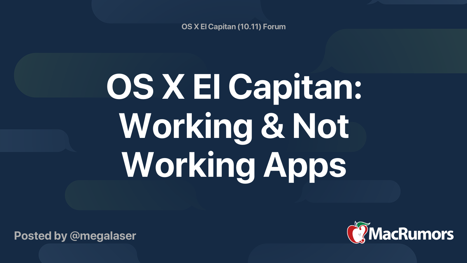 Os X El Capitan Working Not Working Apps Macrumors Forums