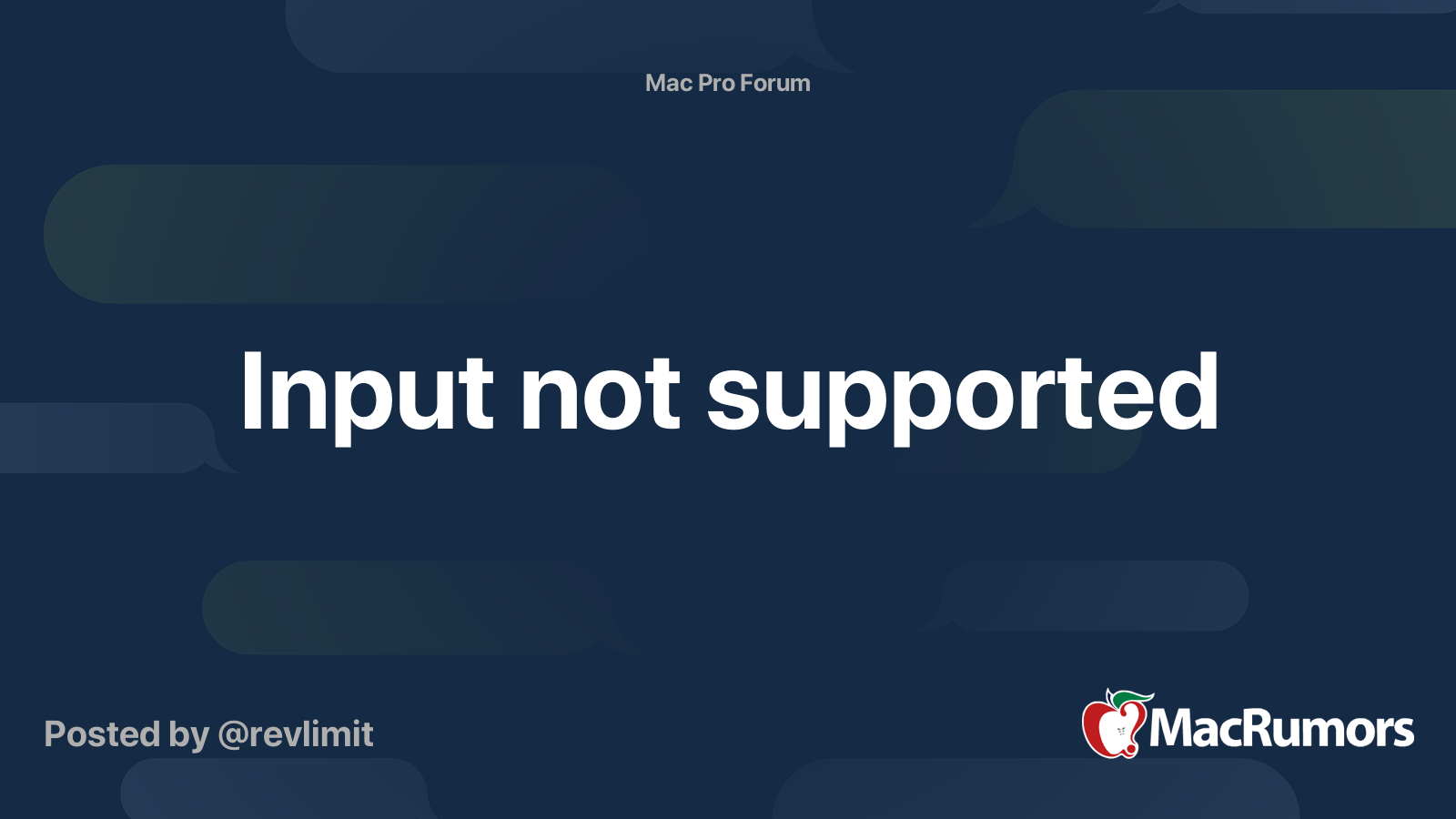 Input Not Supported Macrumors Forums