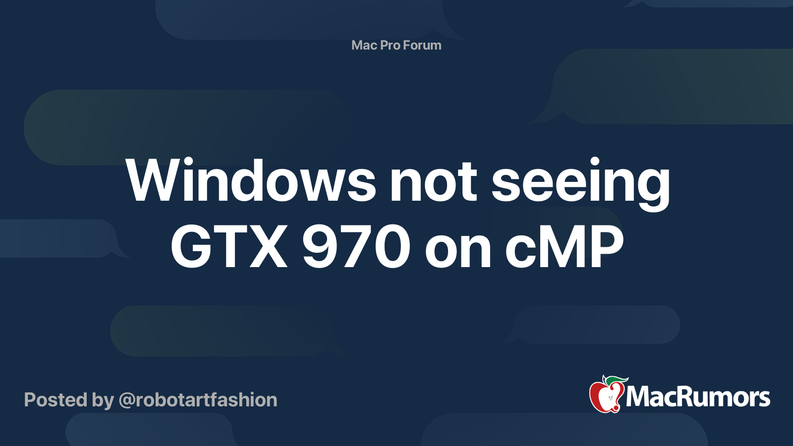 Windows Not Seeing GTX 970 On CMP MacRumors Forums