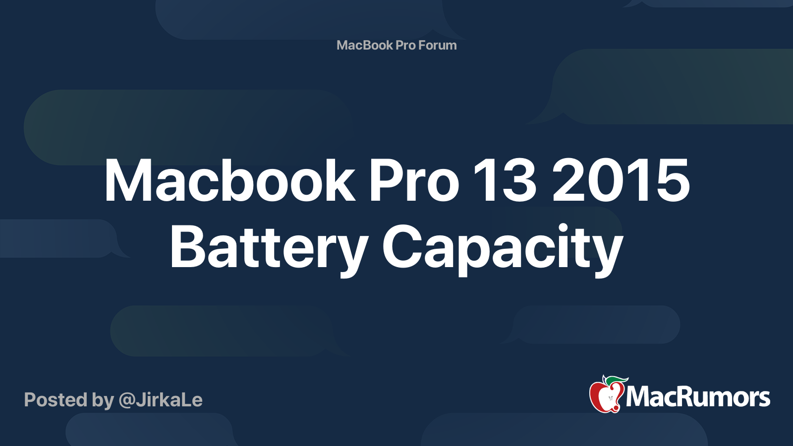 Macbook Pro 13 15 Battery Capacity Macrumors Forums