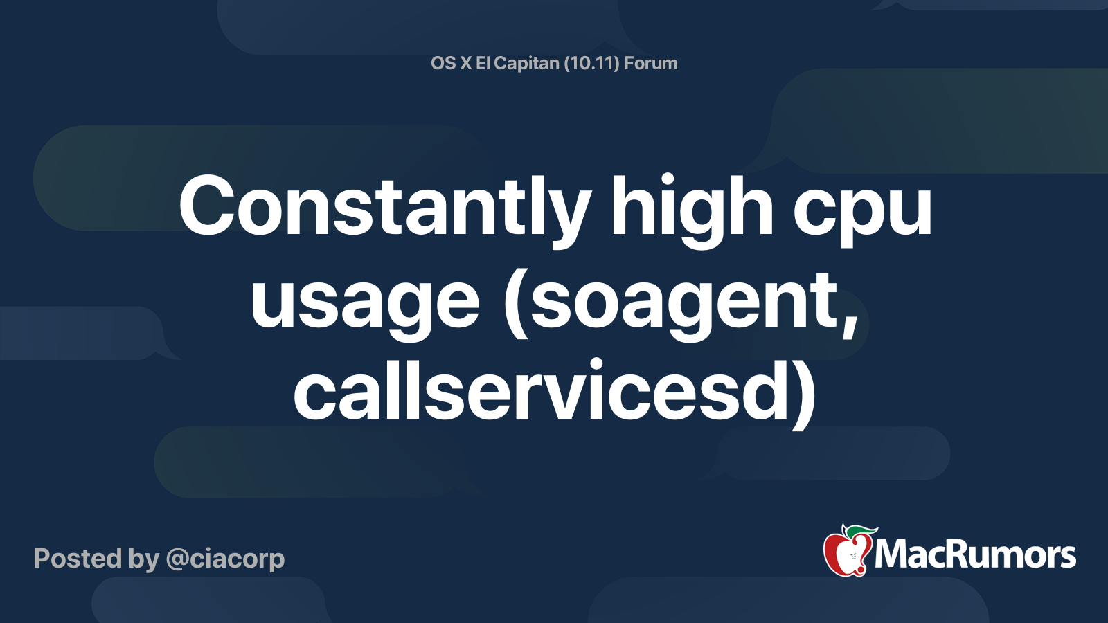 Constantly High Cpu Usage Soagent Callservicesd Macrumors Forums