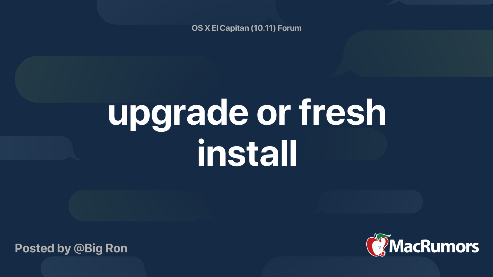 upgrade or fresh install | MacRumors Forums