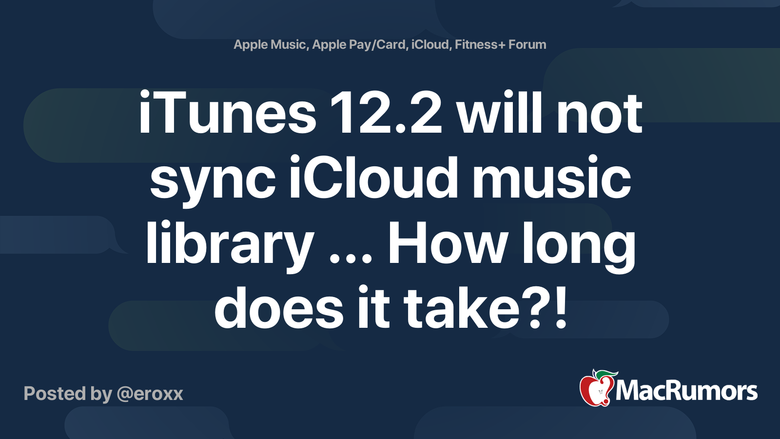 iTunes 12.2 will not sync iCloud music library How long does it