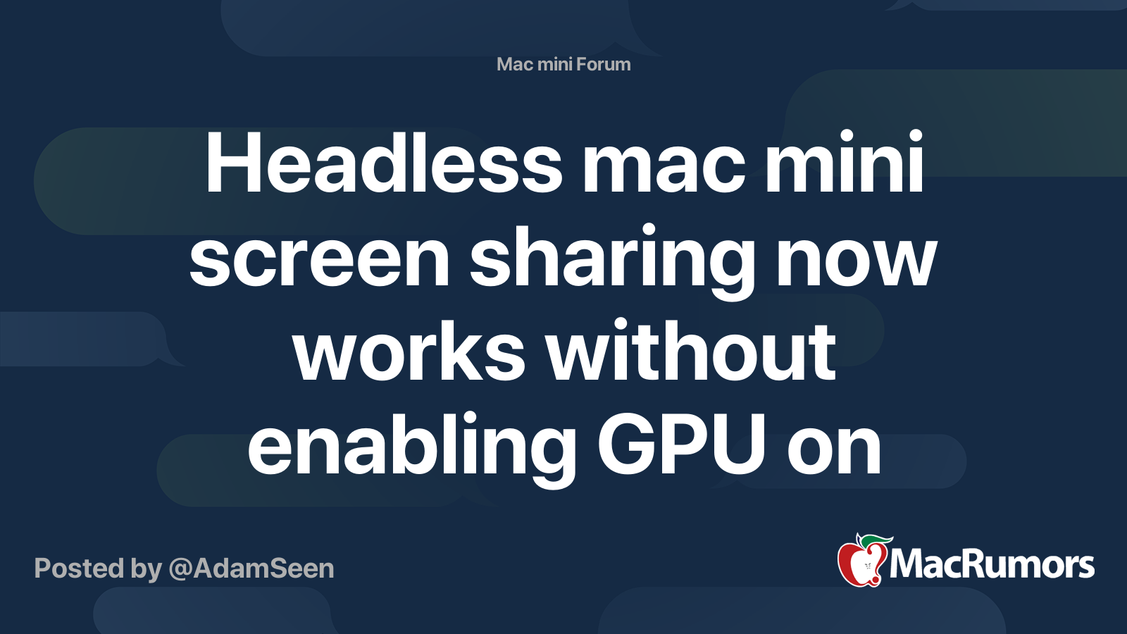 Headless mac mini screen sharing now works without enabling GPU on 10.
