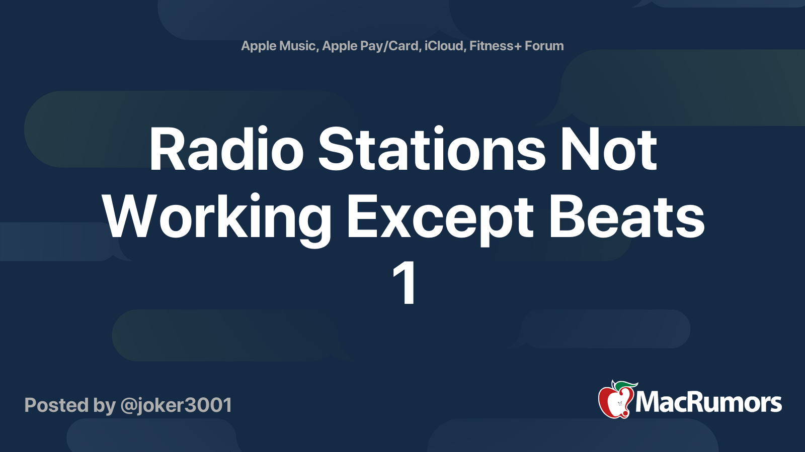 Radio Stations Not Working Except Beats 1 MacRumors Forums