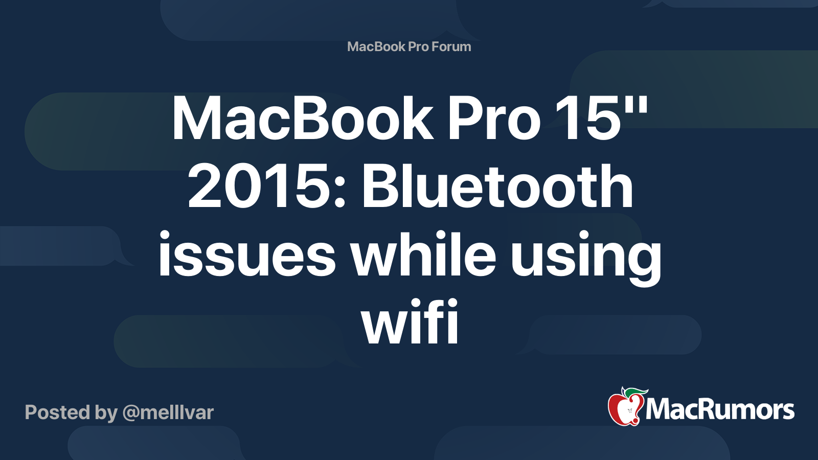 MacBook Pro 15" 2015: Bluetooth issues while using wifi | MacRumors Forums