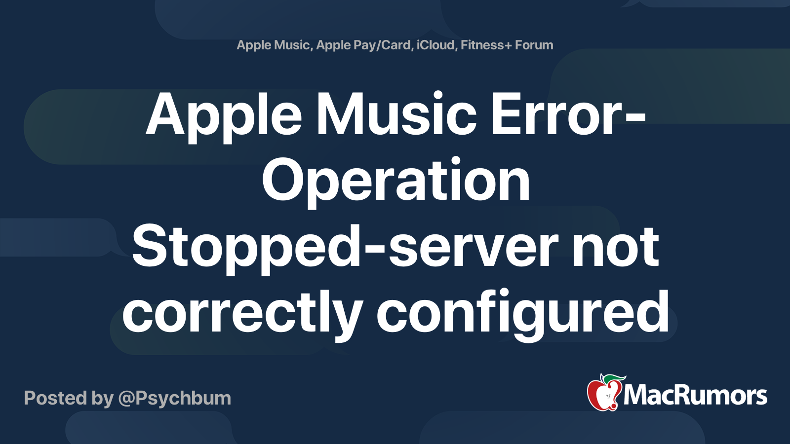 Apple Music Error- Operation Stopped-server not correctly configured