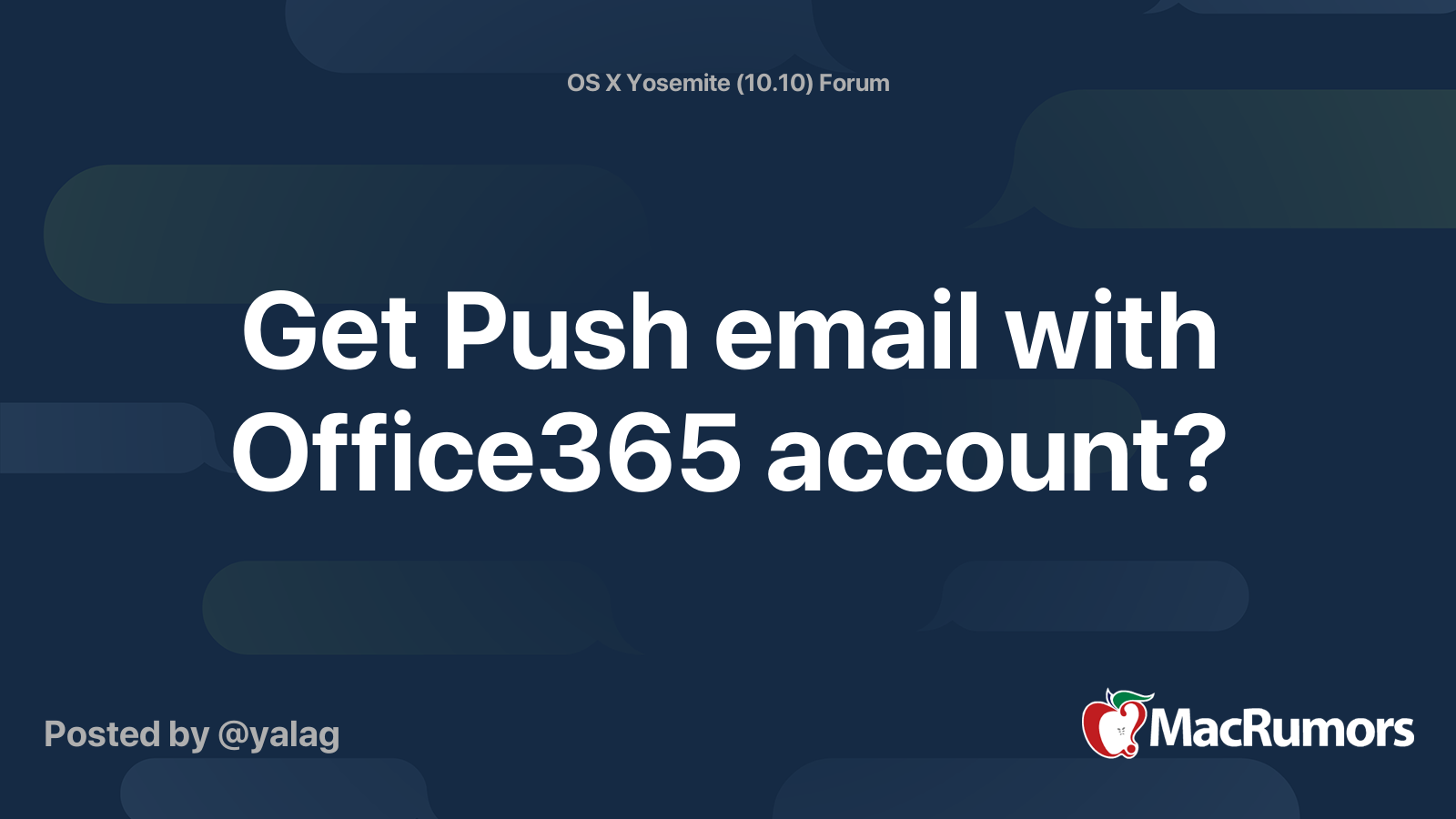 Get Push email with Office365 account? MacRumors Forums