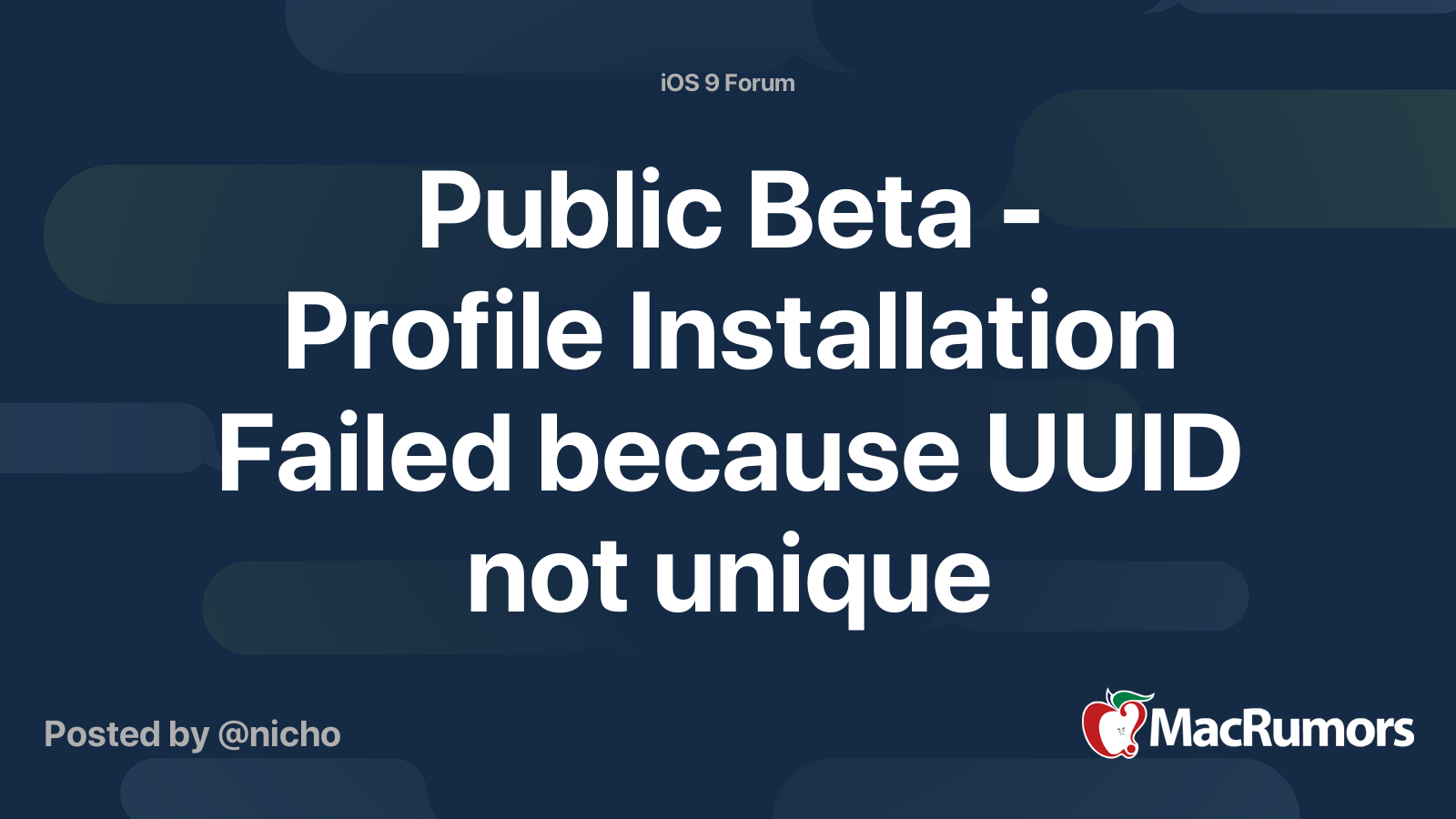 Public Beta Profile Installation Failed because UUID not unique