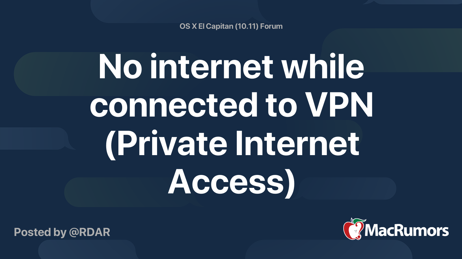 No while connected to VPN (Private Access) MacRumors Forums
