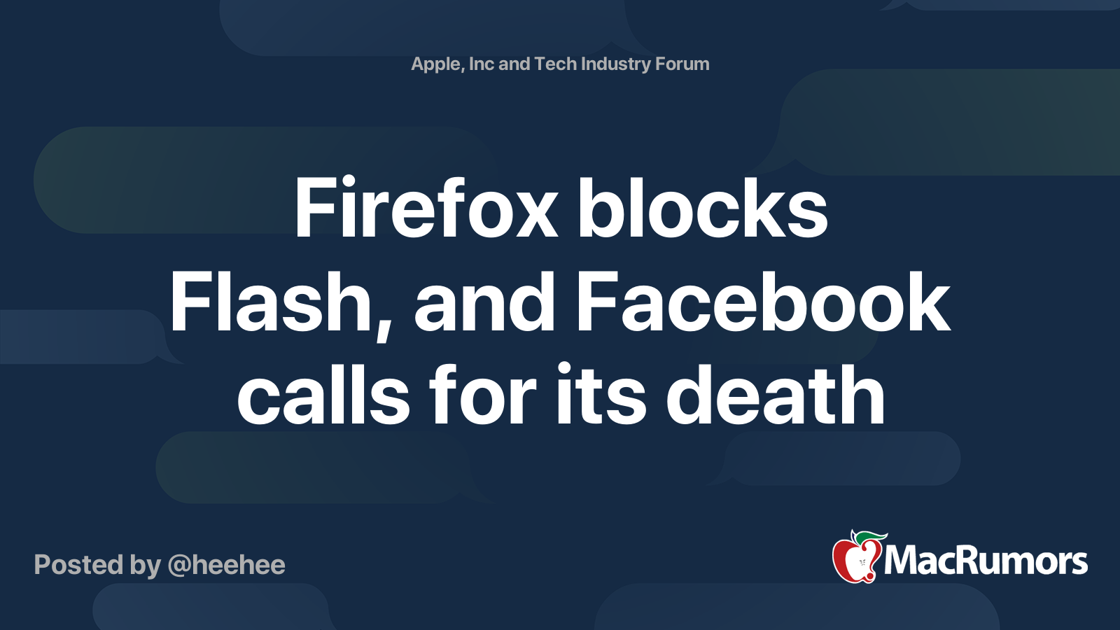 Firefox blocks Flash, and Facebook calls for its death | MacRumors Forums