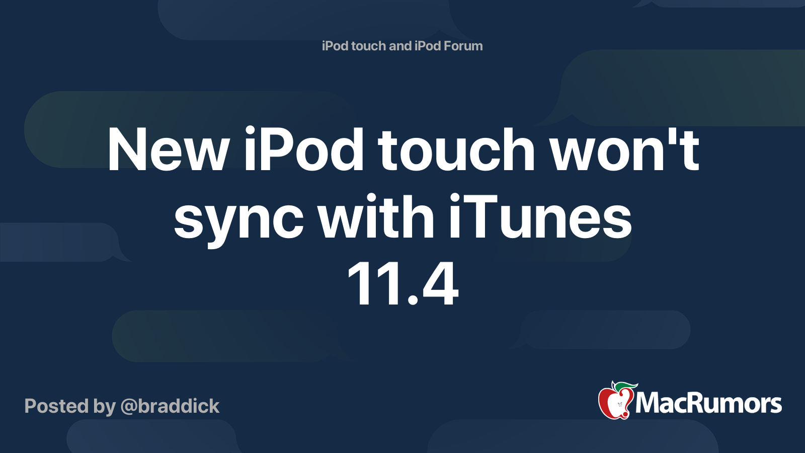 New iPod touch won't sync with iTunes 11.4 MacRumors Forums