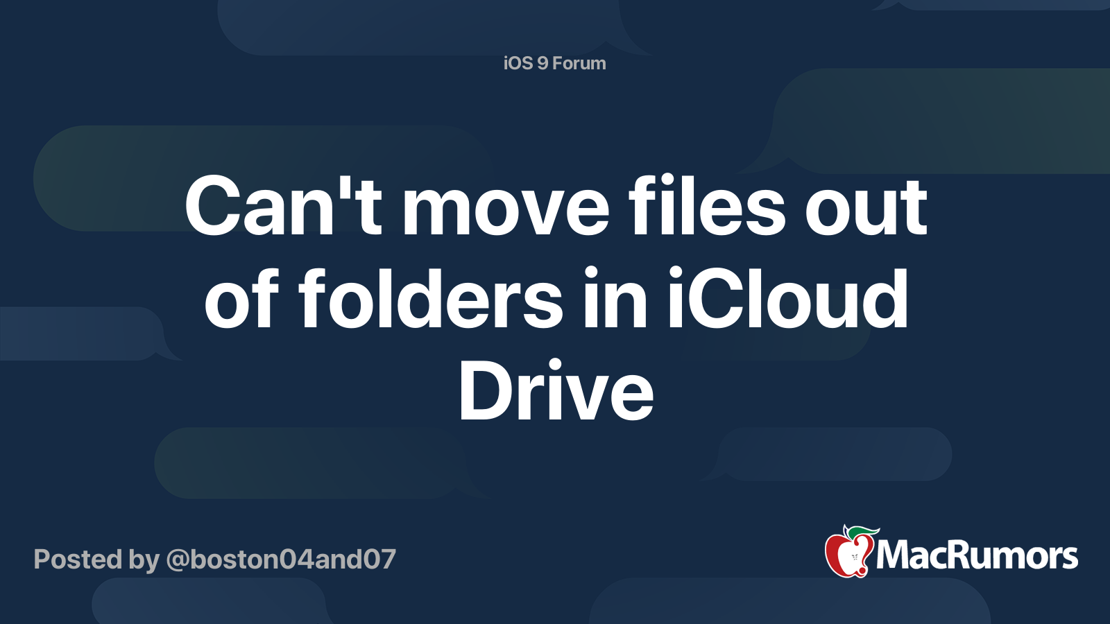 Can't move files out of folders in iCloud Drive MacRumors Forums