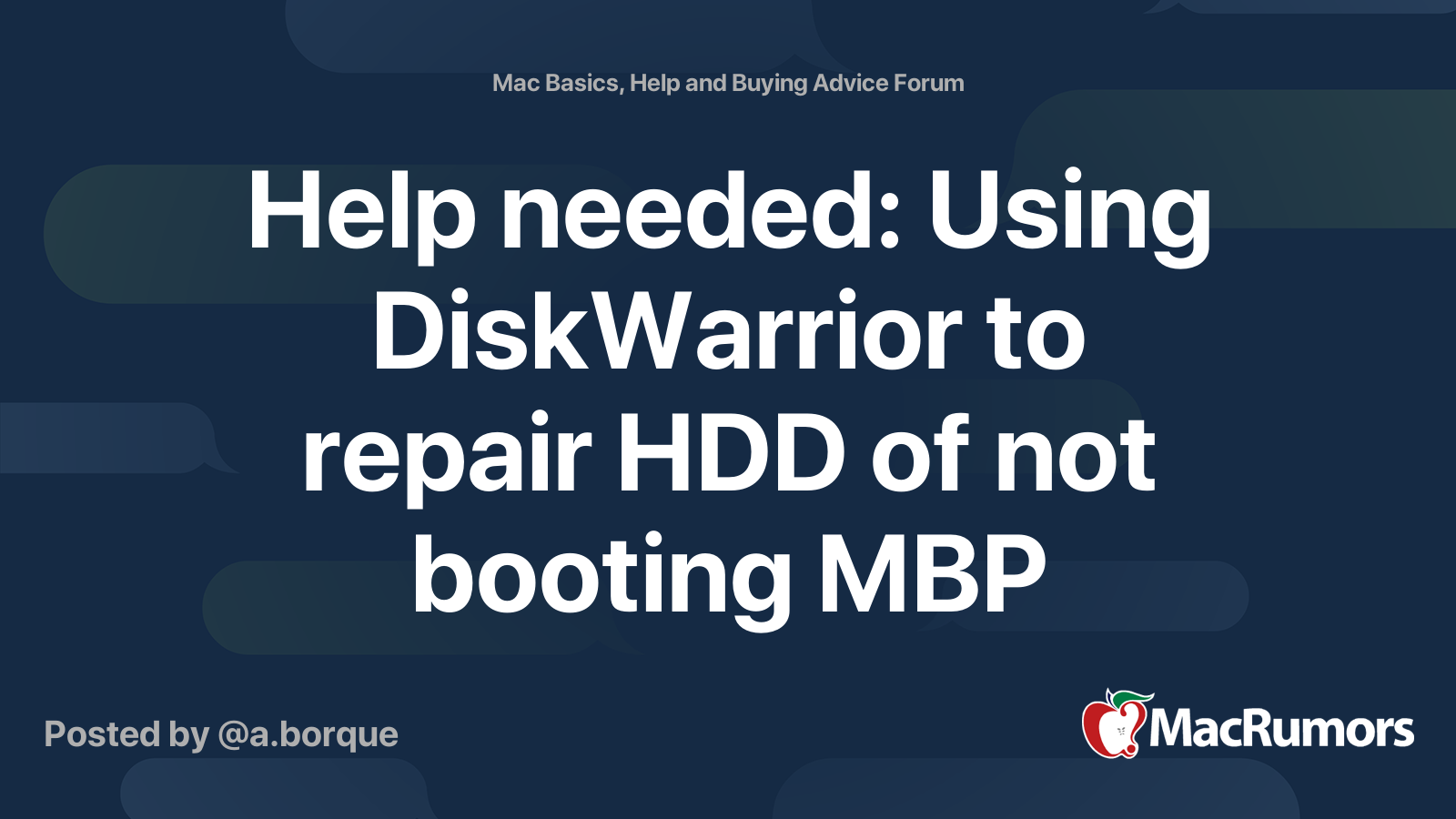 Help needed: Using DiskWarrior to repair HDD of not booting MBP ...