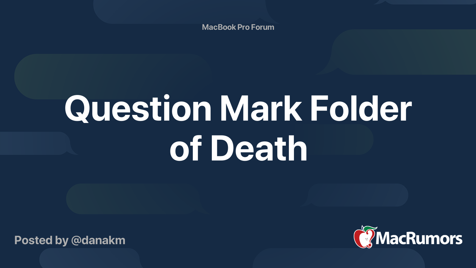 Question Mark Folder of Death MacRumors Forums