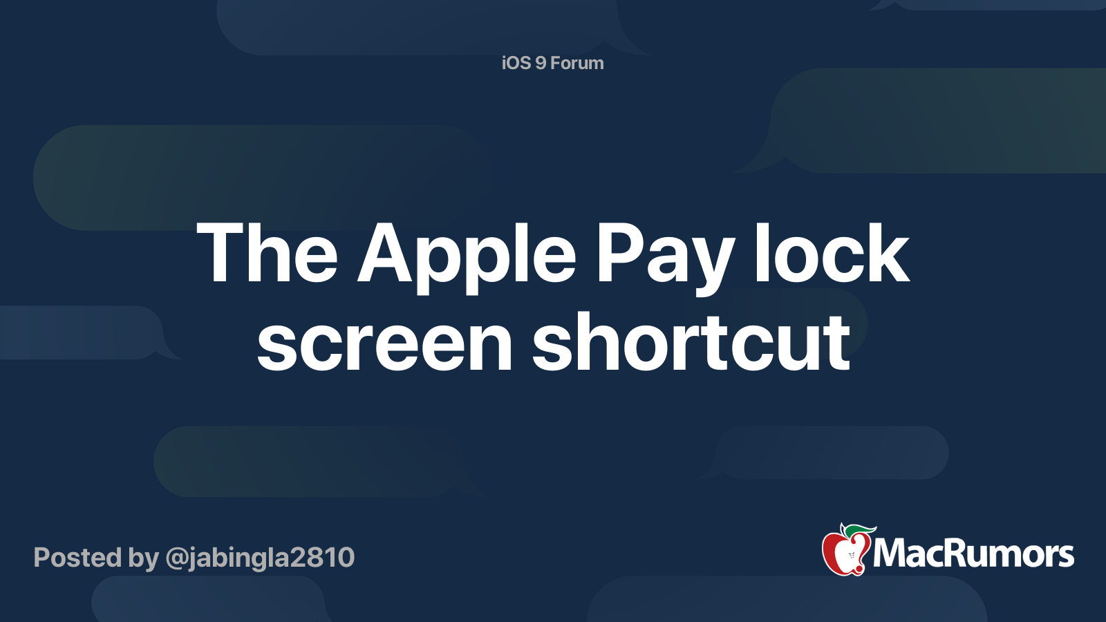 The Apple Pay lock screen shortcut | MacRumors Forums