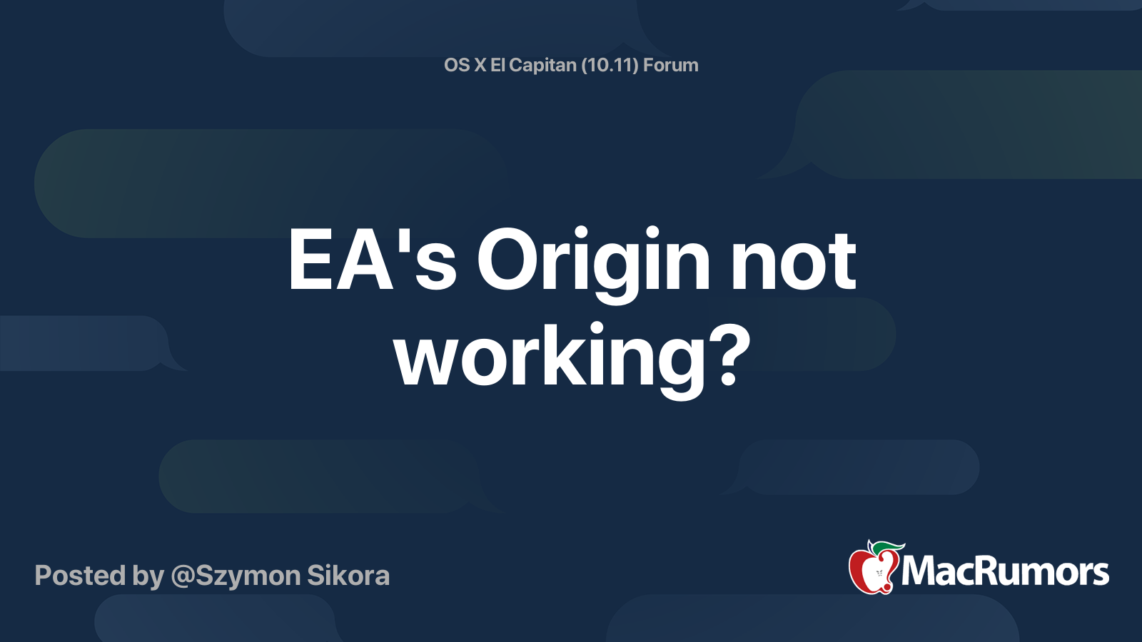 EA's Origin not working? MacRumors Forums