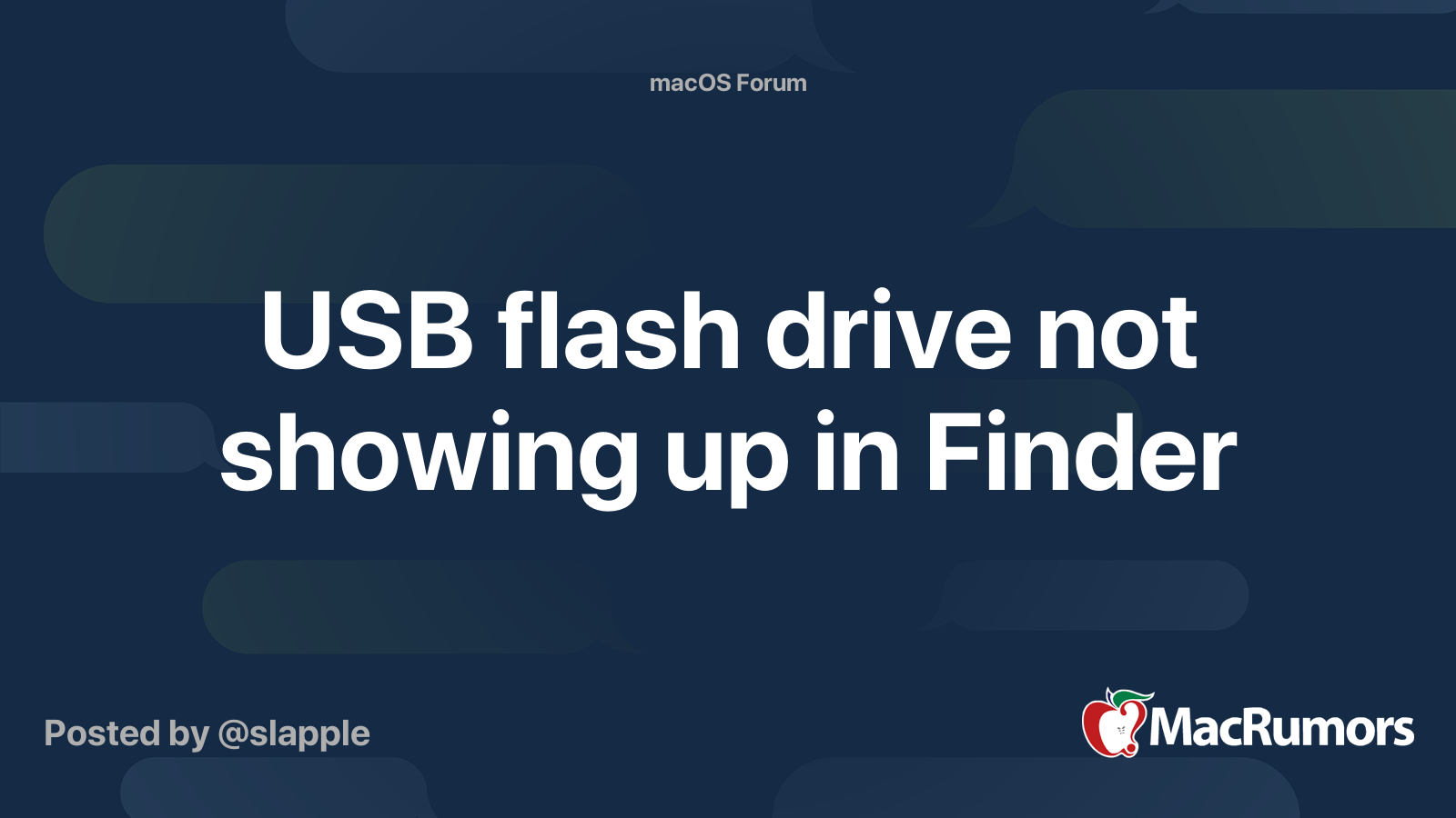 USB flash drive not showing up in Finder MacRumors Forums