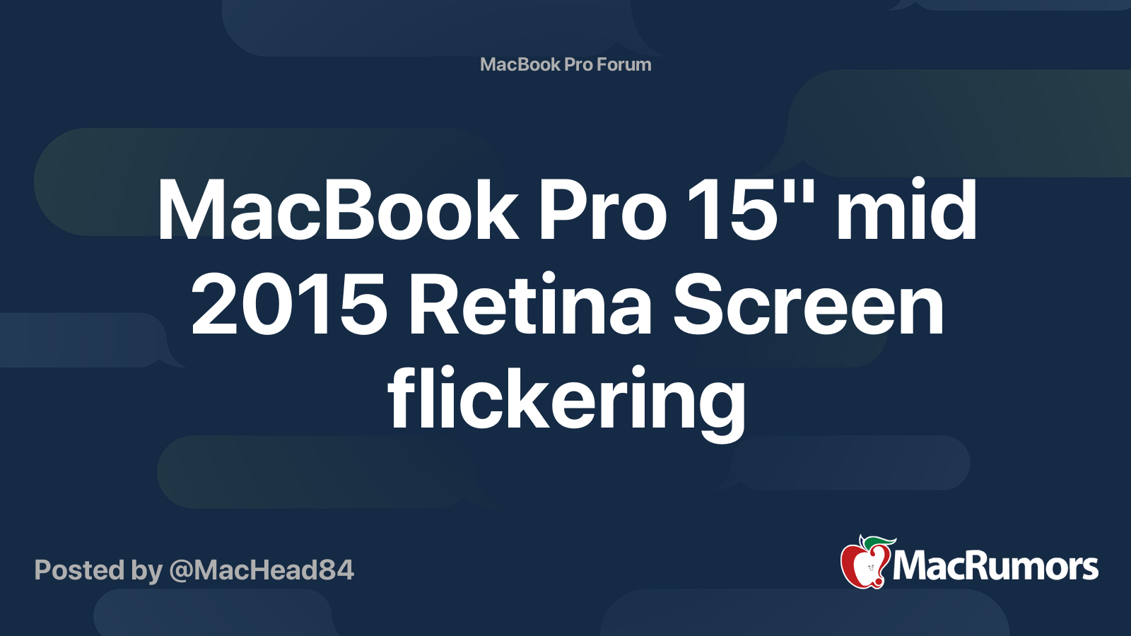 MacBook Pro 15" mid 2015 Retina Screen flickering | Page 2 | MacRumors ...