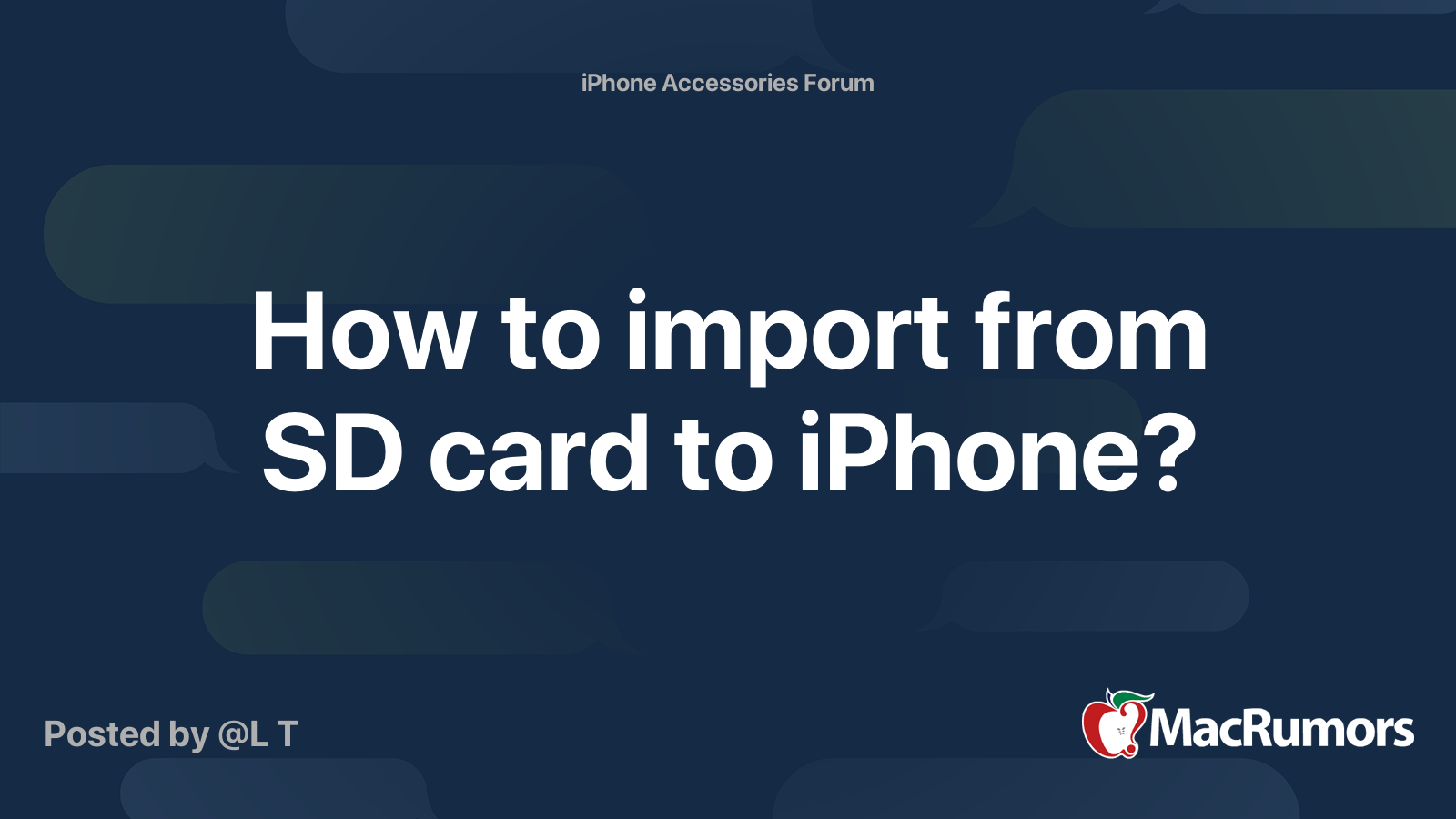 How to import from SD card to iPhone? MacRumors Forums