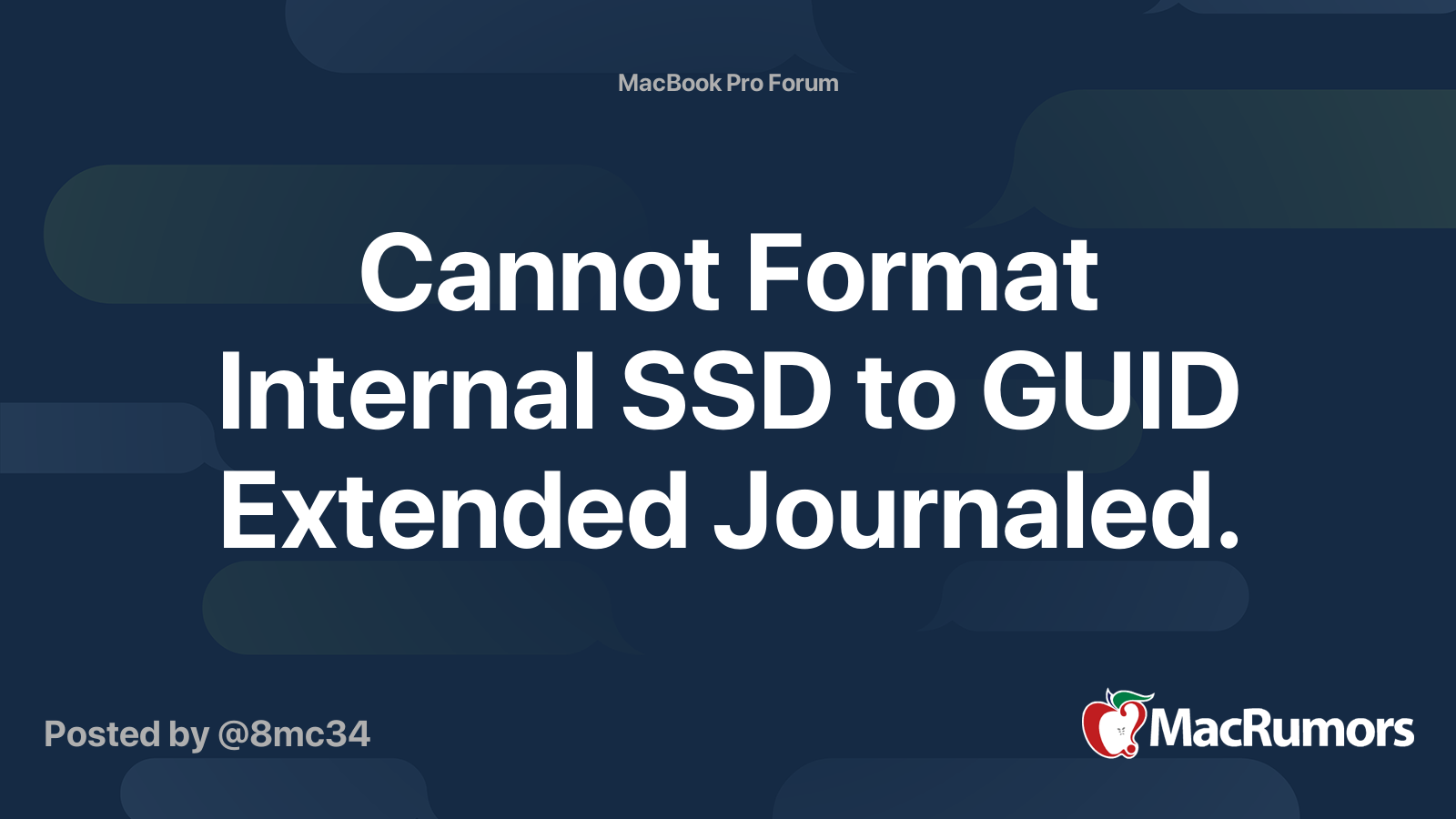 Cannot Format Internal SSD to GUID Extended Journaled. MacRumors Forums
