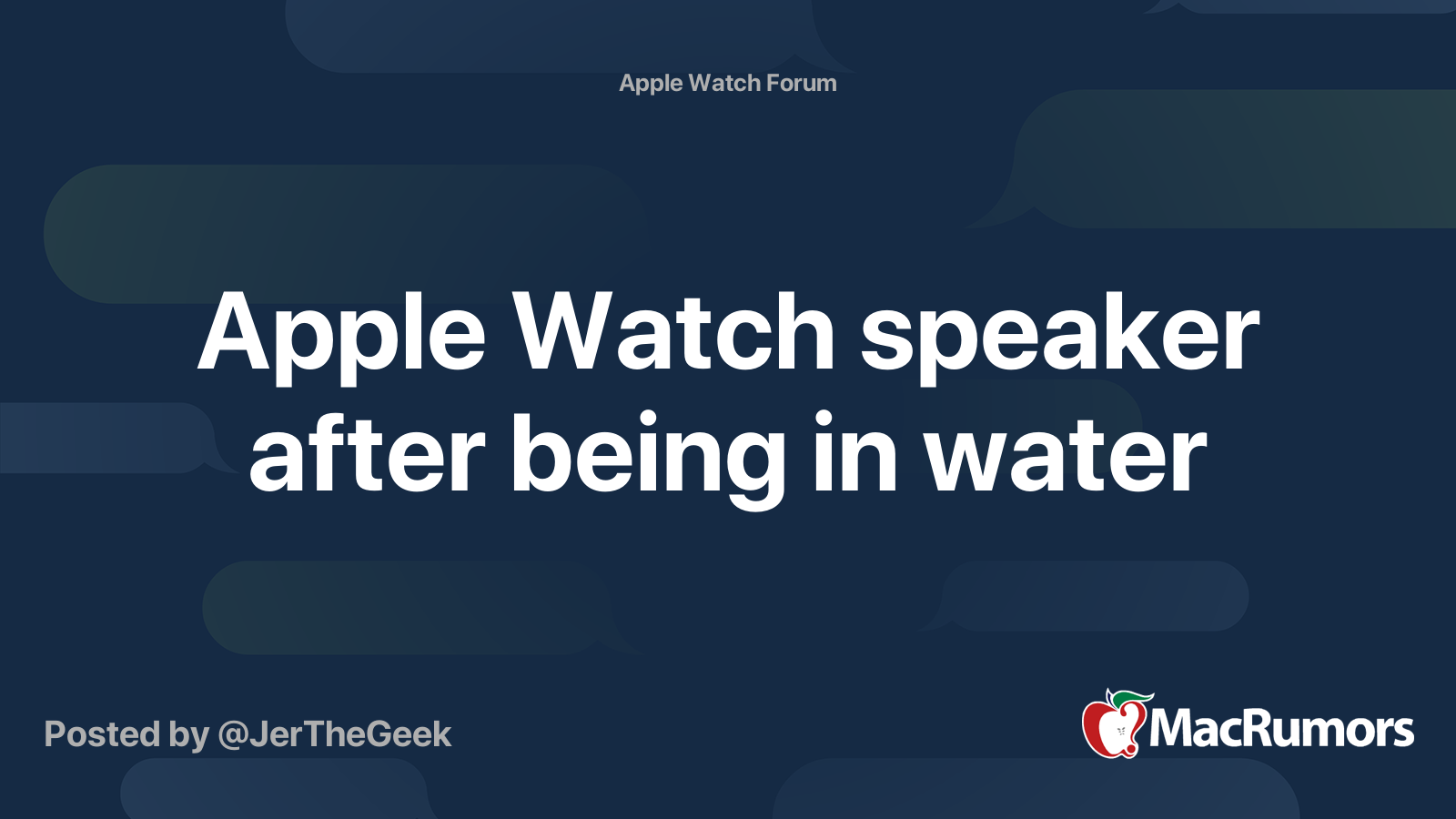 Apple Watch speaker after being in water | MacRumors Forums