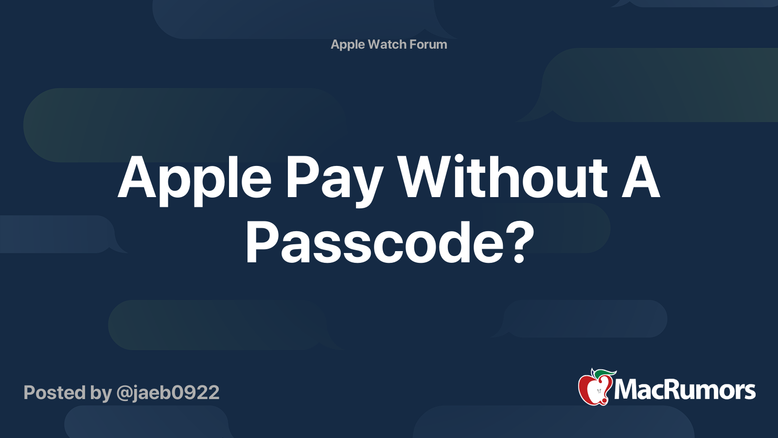 Apple Pay Without A Passcode? MacRumors Forums