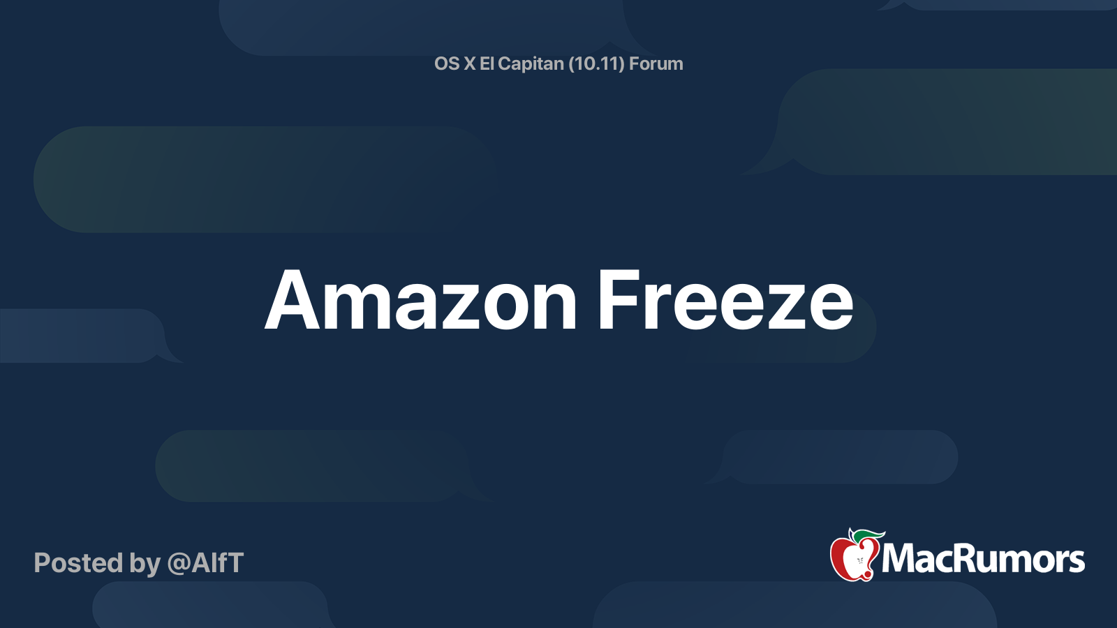 Amazon Freeze MacRumors Forums