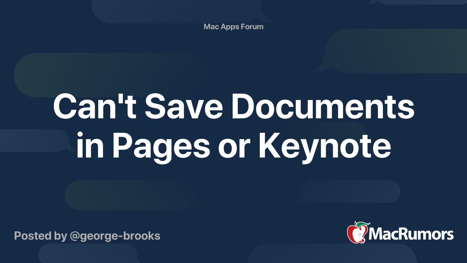 Can t Save Documents In Pages Or Keynote MacRumors Forums