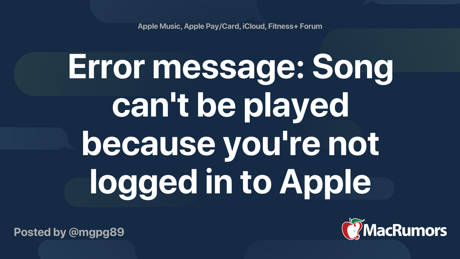 Error message: Song can't be played because you're not logged in to