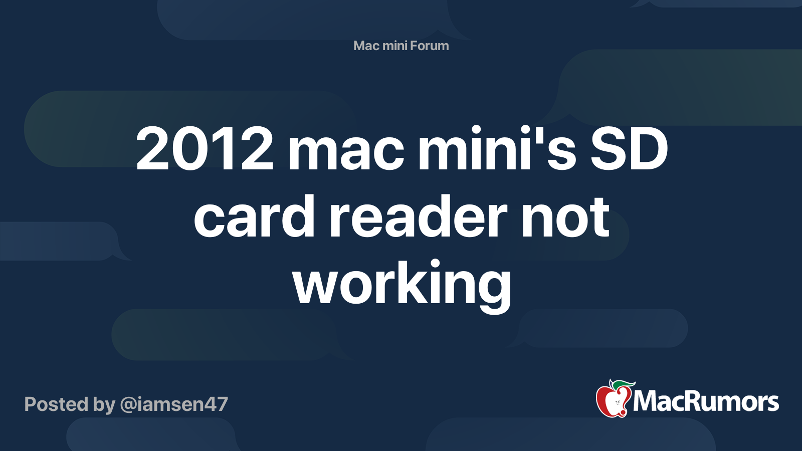 2012 mac mini's SD card reader not working MacRumors Forums