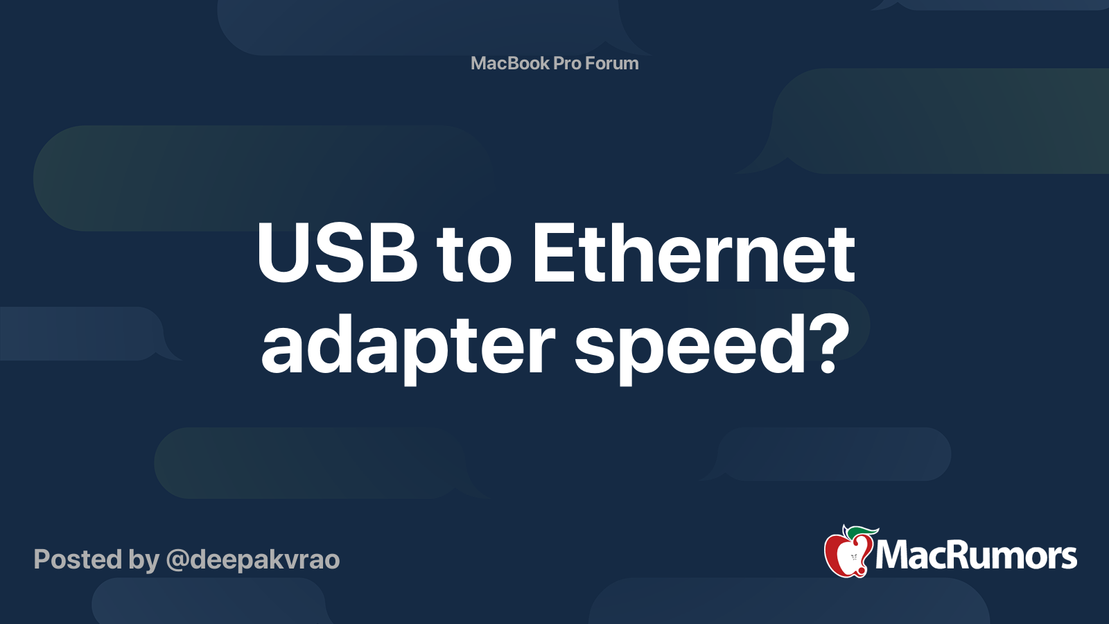 USB to adapter speed? MacRumors Forums