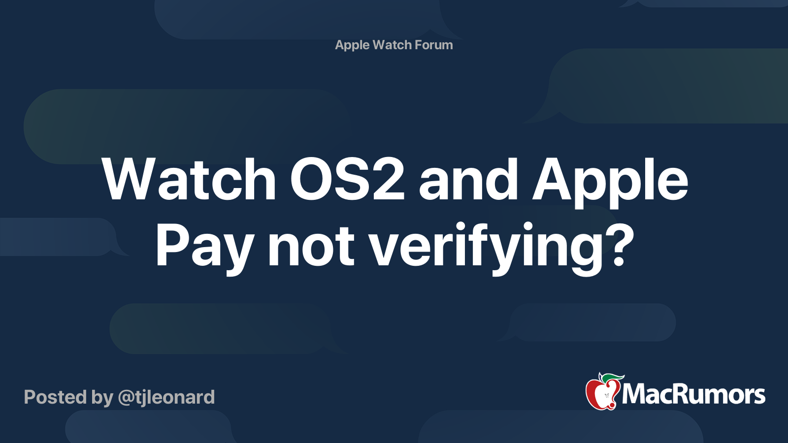 Watch OS2 and Apple Pay not verifying? MacRumors Forums