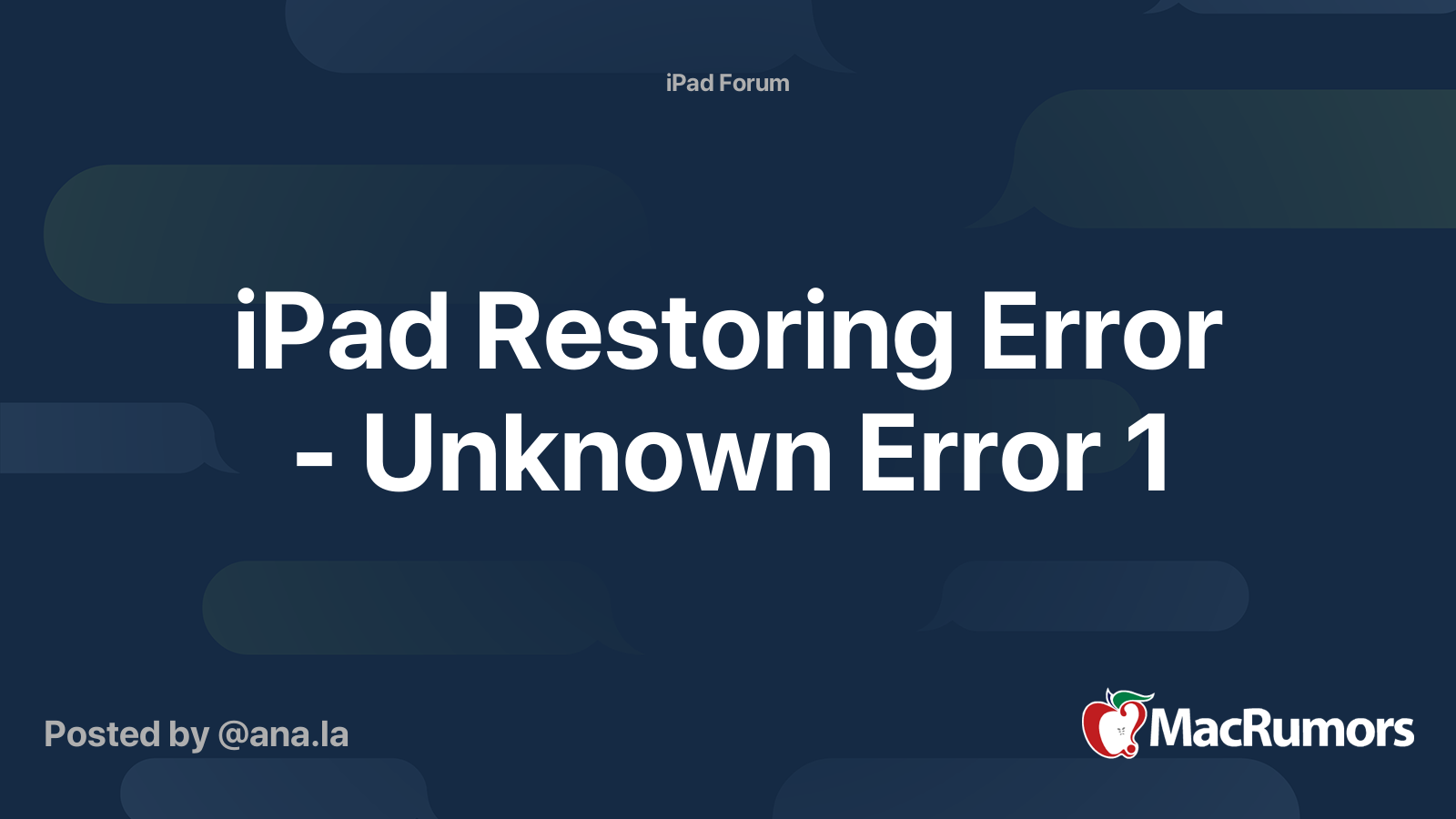 unknown error 10 ipad restore