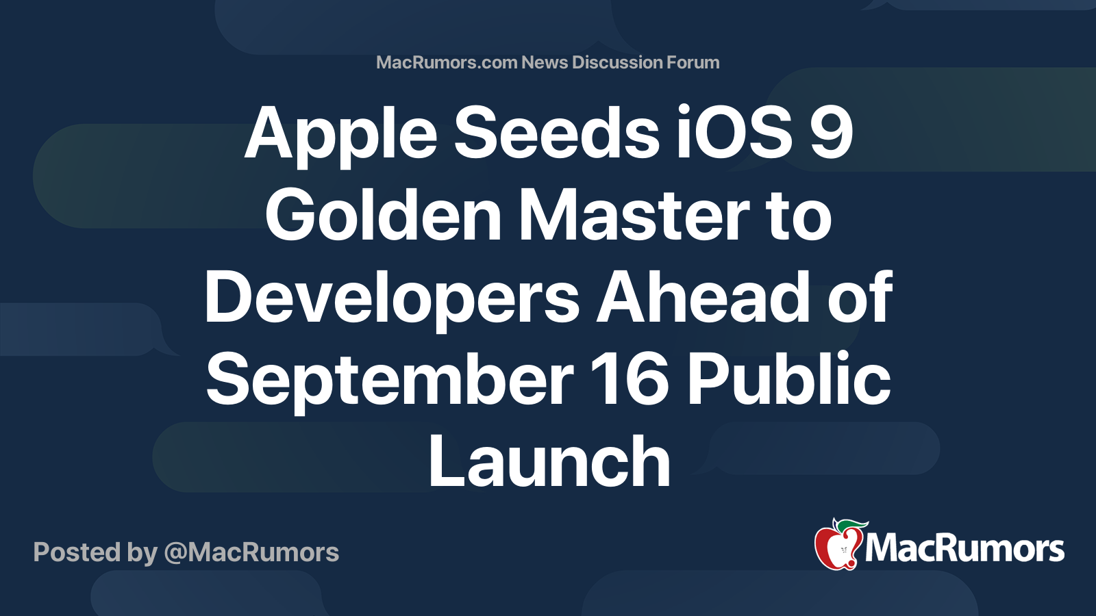 Apple Seeds iOS 9 Golden Master to Developers Ahead of September 16 ...
