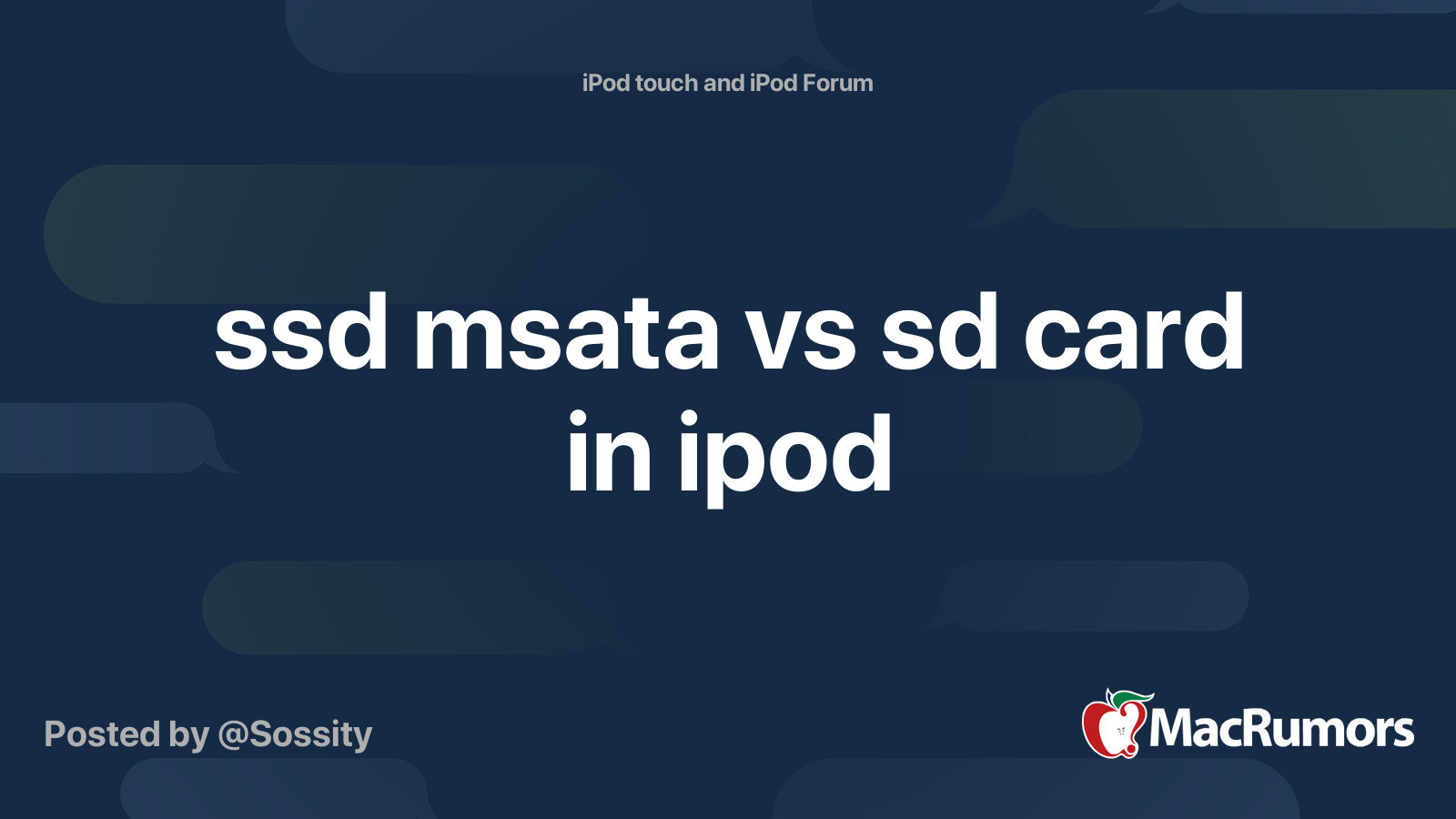 Ssd Msata Vs Sd Card In Ipod Macrumors Forums