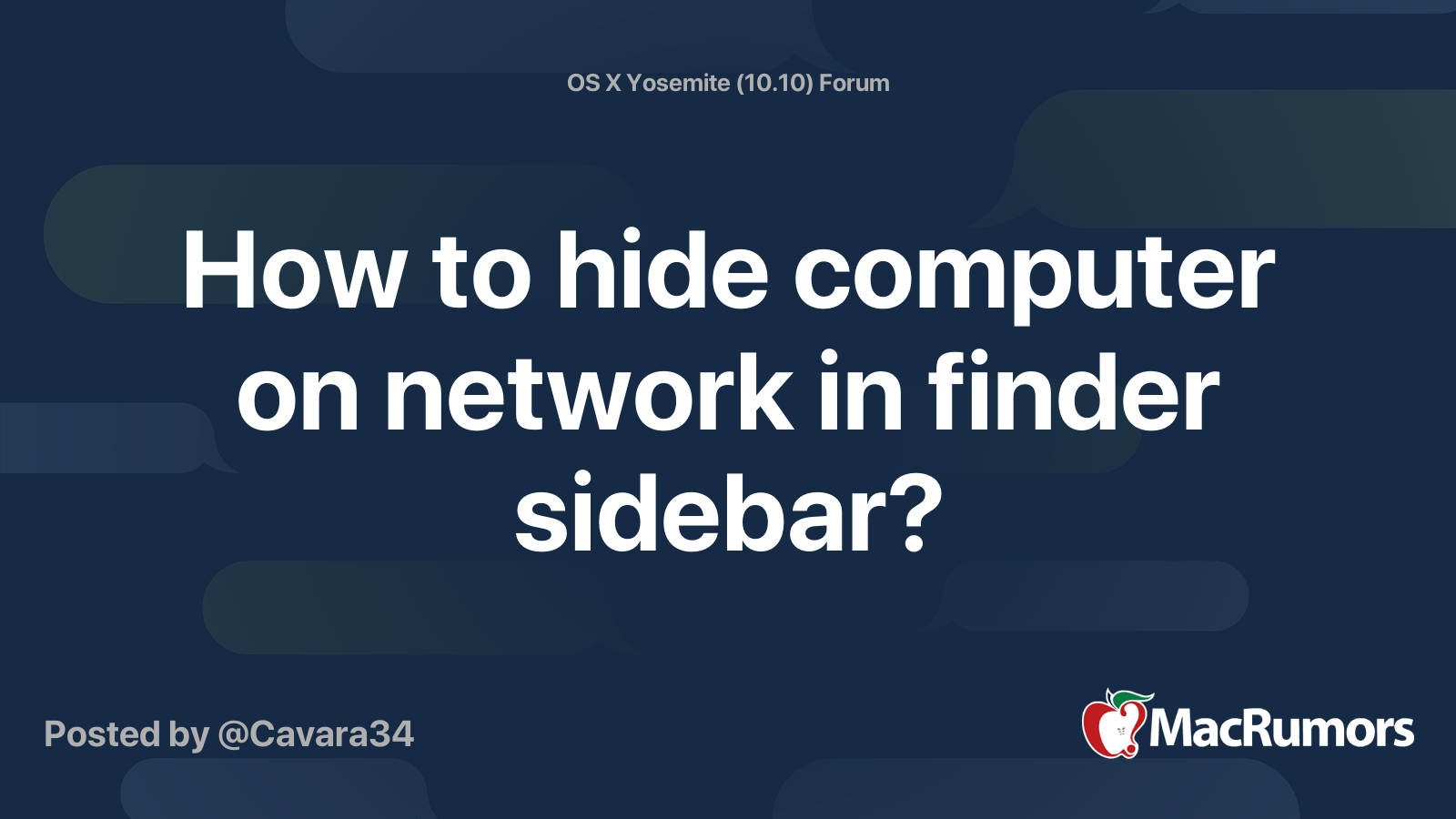 How to hide computer on network in finder sidebar? MacRumors Forums