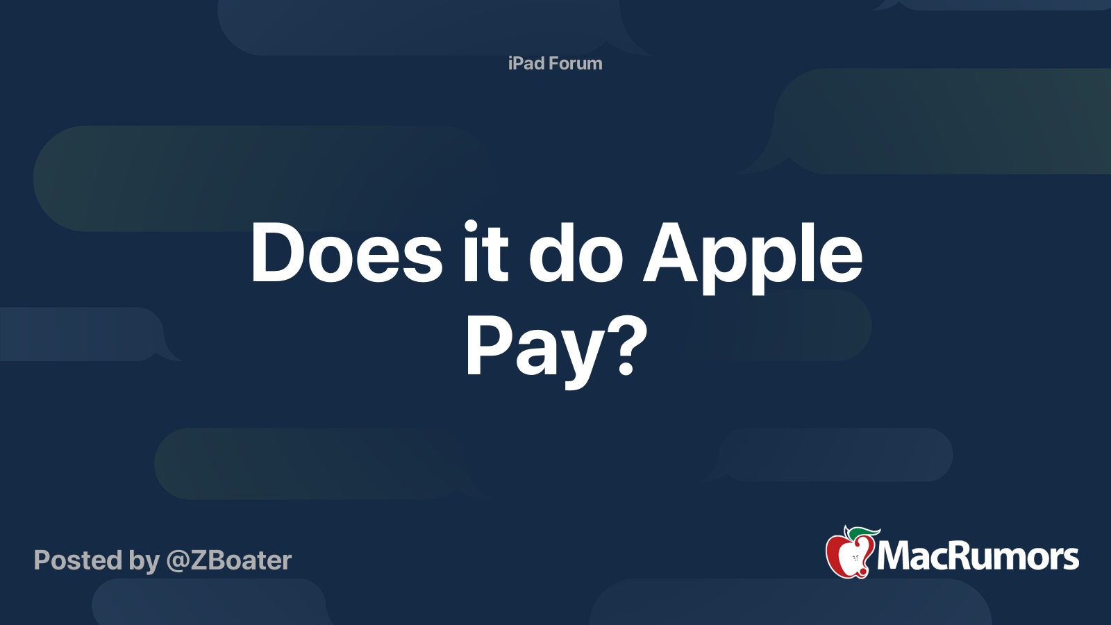 Does it do Apple Pay? | MacRumors Forums