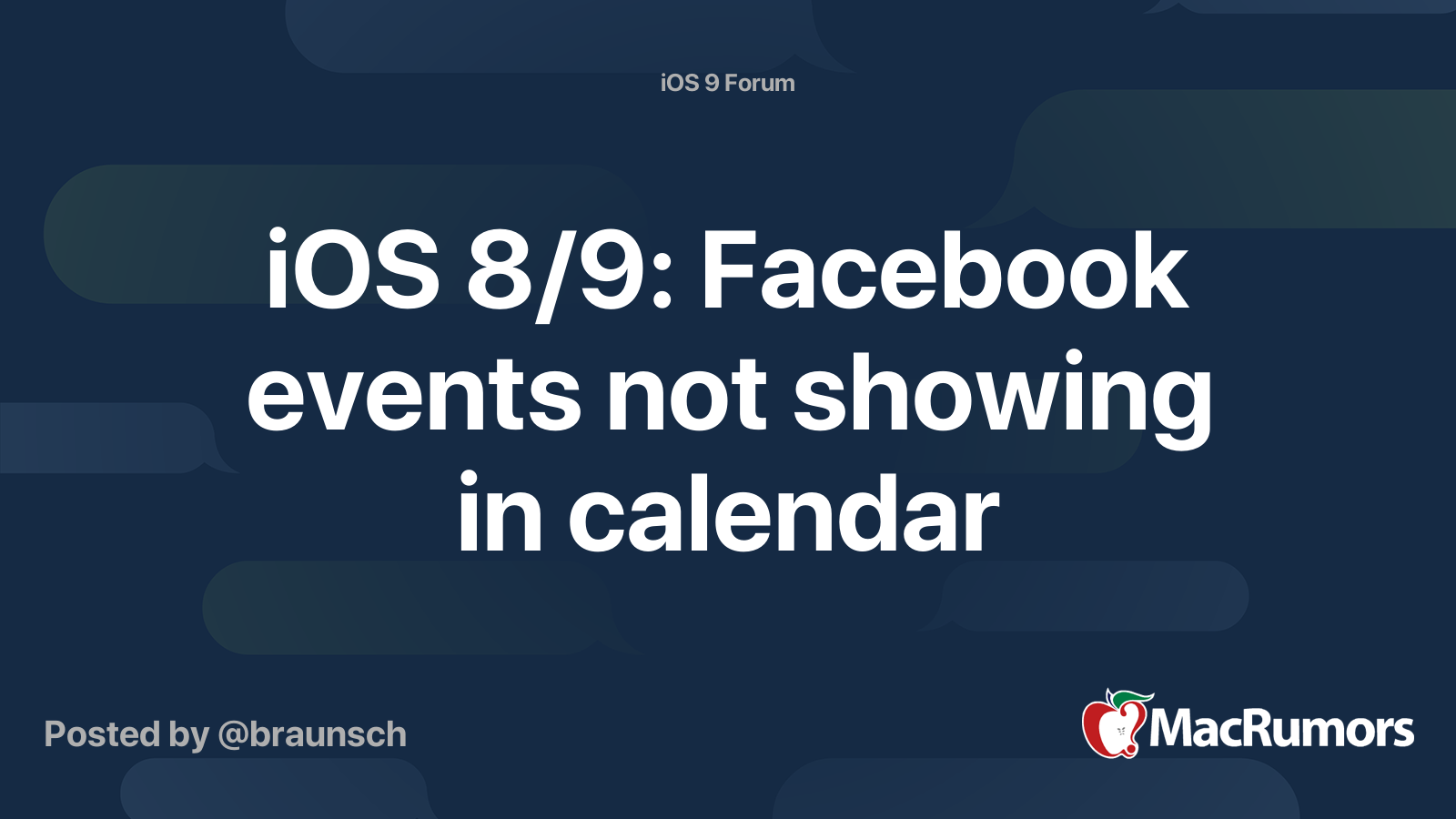 iOS 8/9 Facebook events not showing in calendar MacRumors Forums