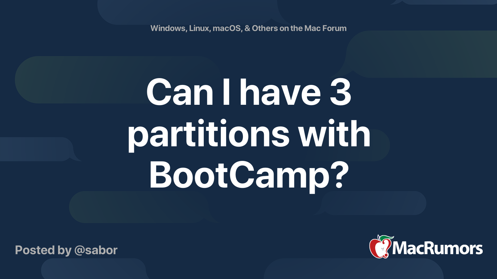 Can I have 3 partitions with BootCamp? MacRumors Forums